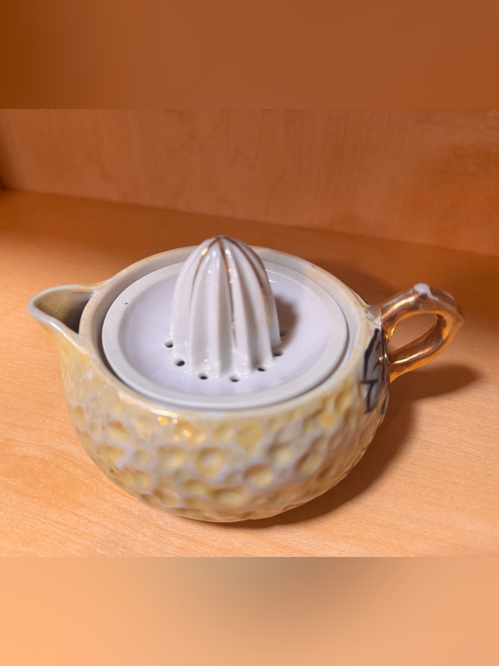 Vintage Trico Nagoya Ceramic Lemon Squeezer Juicer - Made in Japan Lusterware